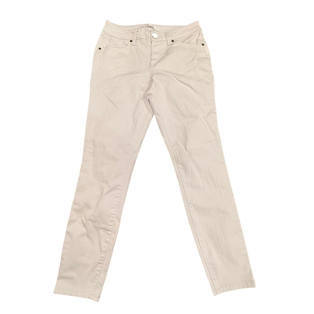1822 Denim Women's White Mid Rise Stretch Skinny Ankle Jeans Size 8
